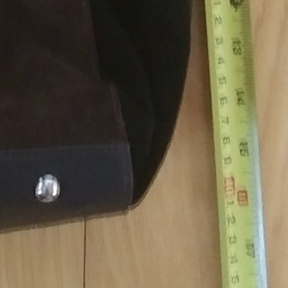 Tignanello Leather suede color block handbag   FLAWS  on Handles lots of wear - Picture 10 of 16